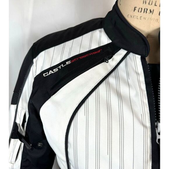 Castle Racewear Streetwear Motorcycle Slate Jacket MED Black White Pads Liner - Picture 2 of 13